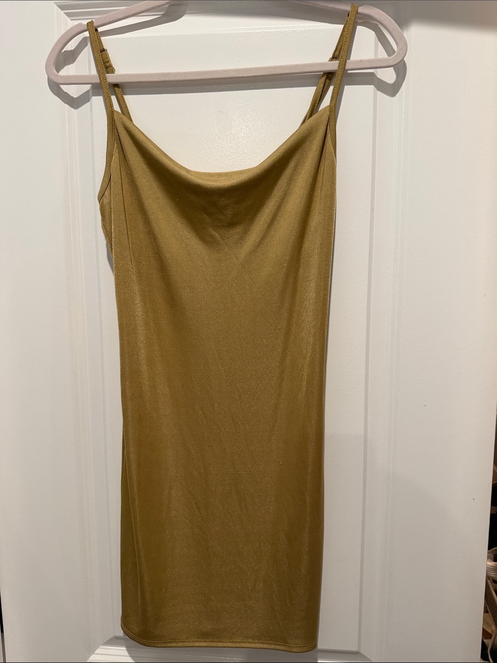 Satin Slip Mini Dress in Mustard